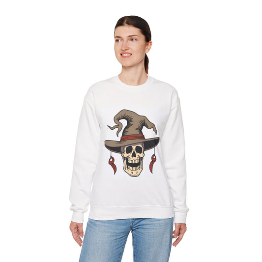 Halloween Skull Witch Hat Sweatshirt