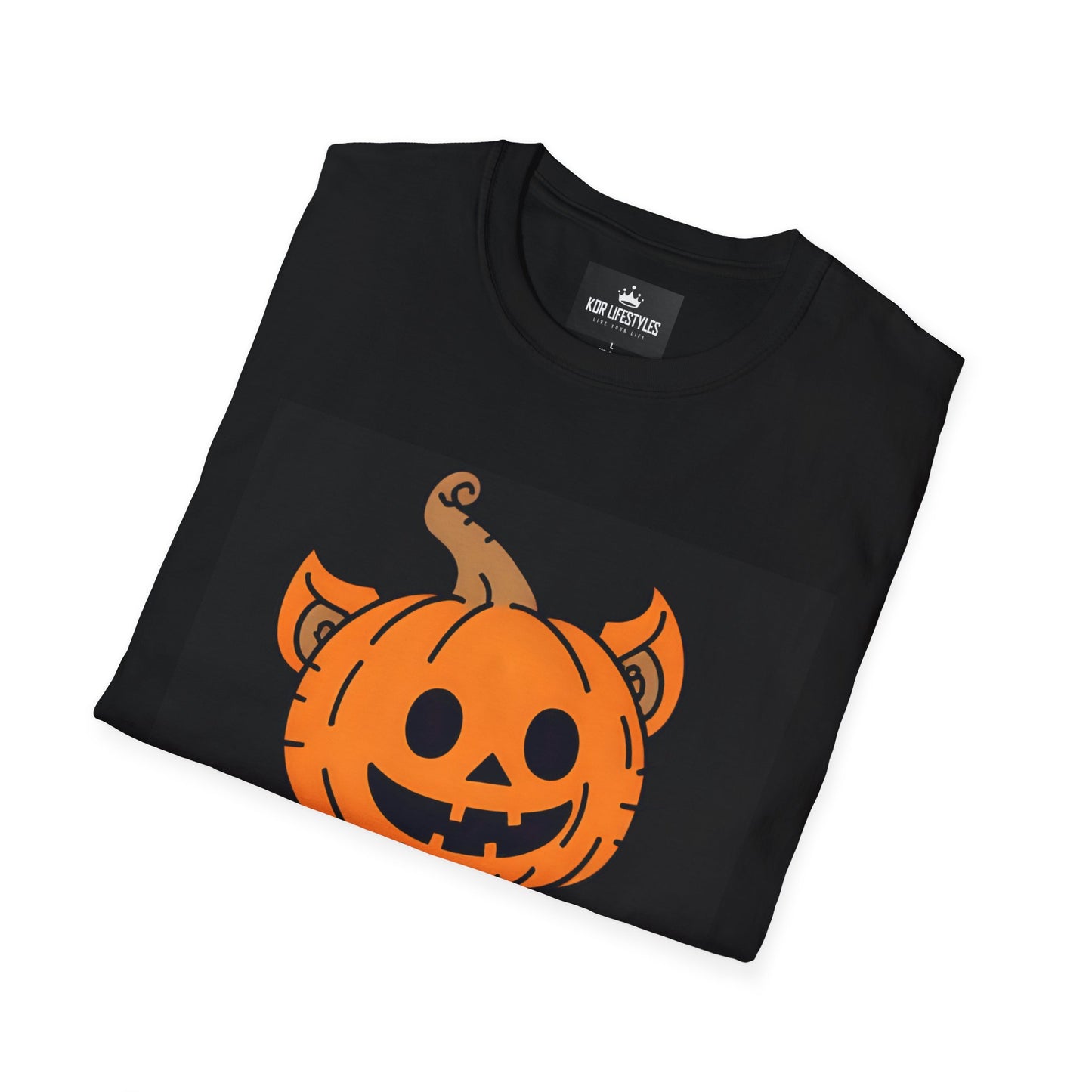 Fun Halloween Cat Unisex Softstyle T-Shirt - Spooky and Playful Design