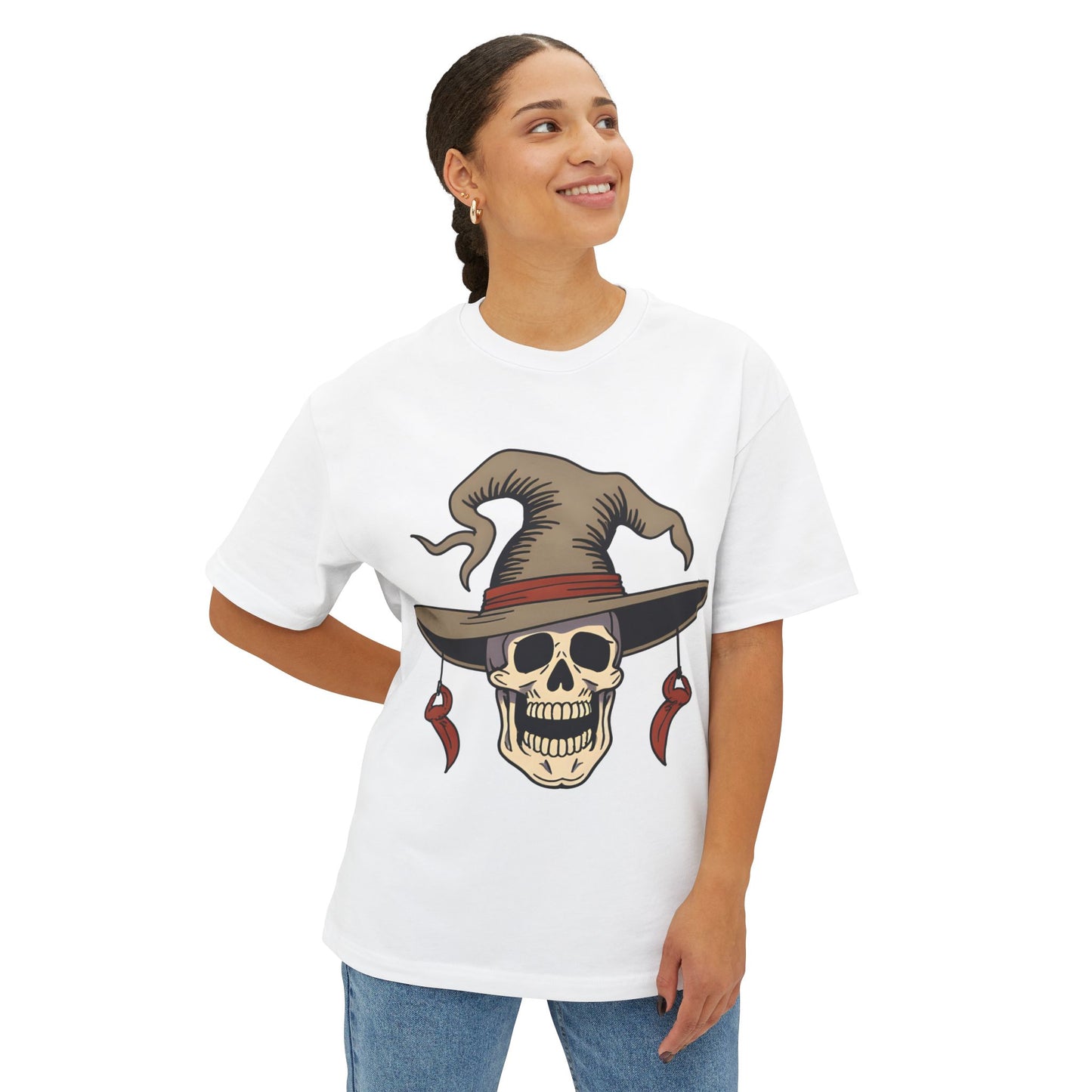 Halloween Skull Graphic Tee, Unisex Oversized T-Shirt for Halloween, Spooky Party Wear, Skeleton Halloween Shirt, Fun Casual Tee