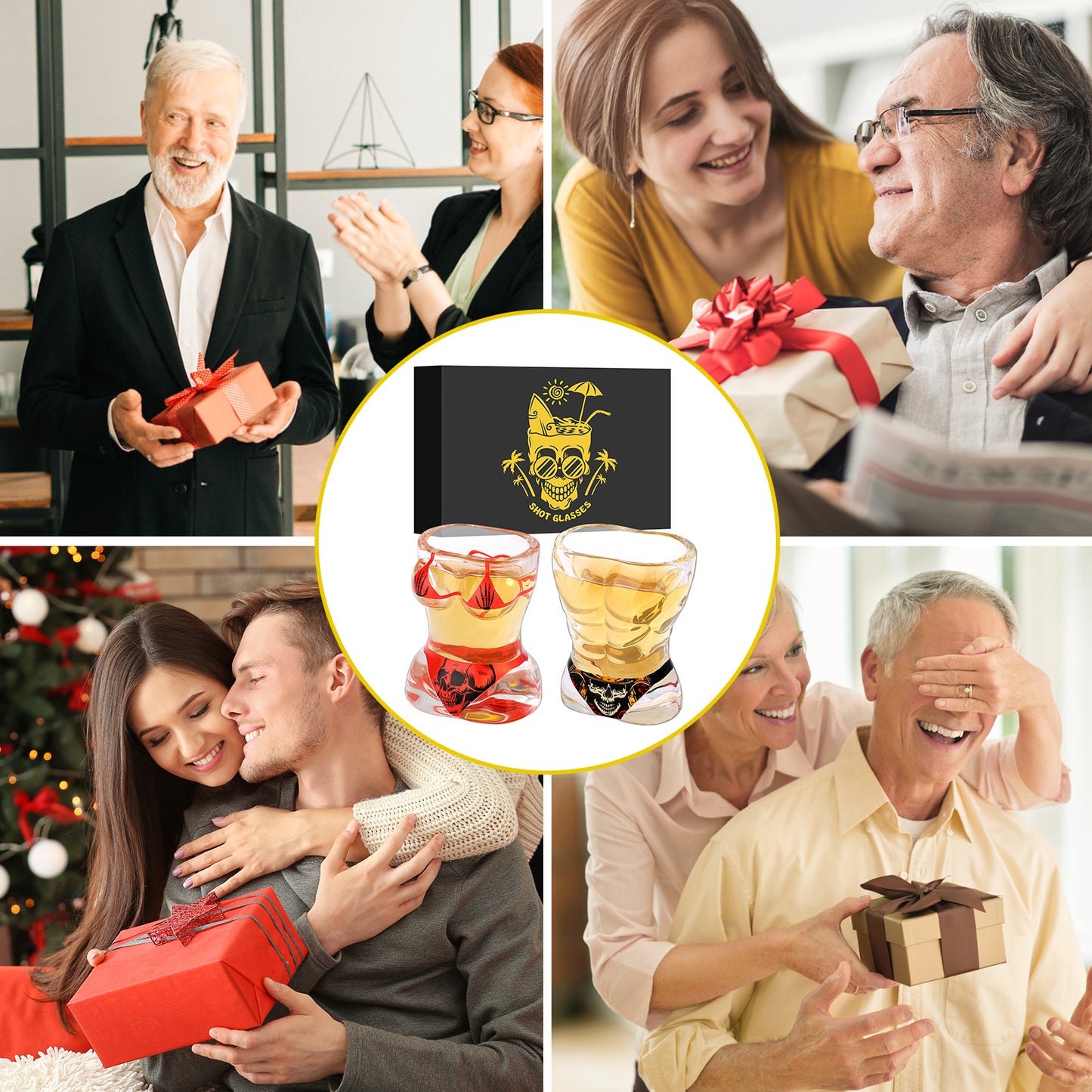 2 Pieces, Black Muscle Men's And Red Bikini Skull Style Glass Small Wine Glasses Bar Tools Christmas Gift, Halloween Gift, Birthday Gift, Company Party Gift, Universal Gift