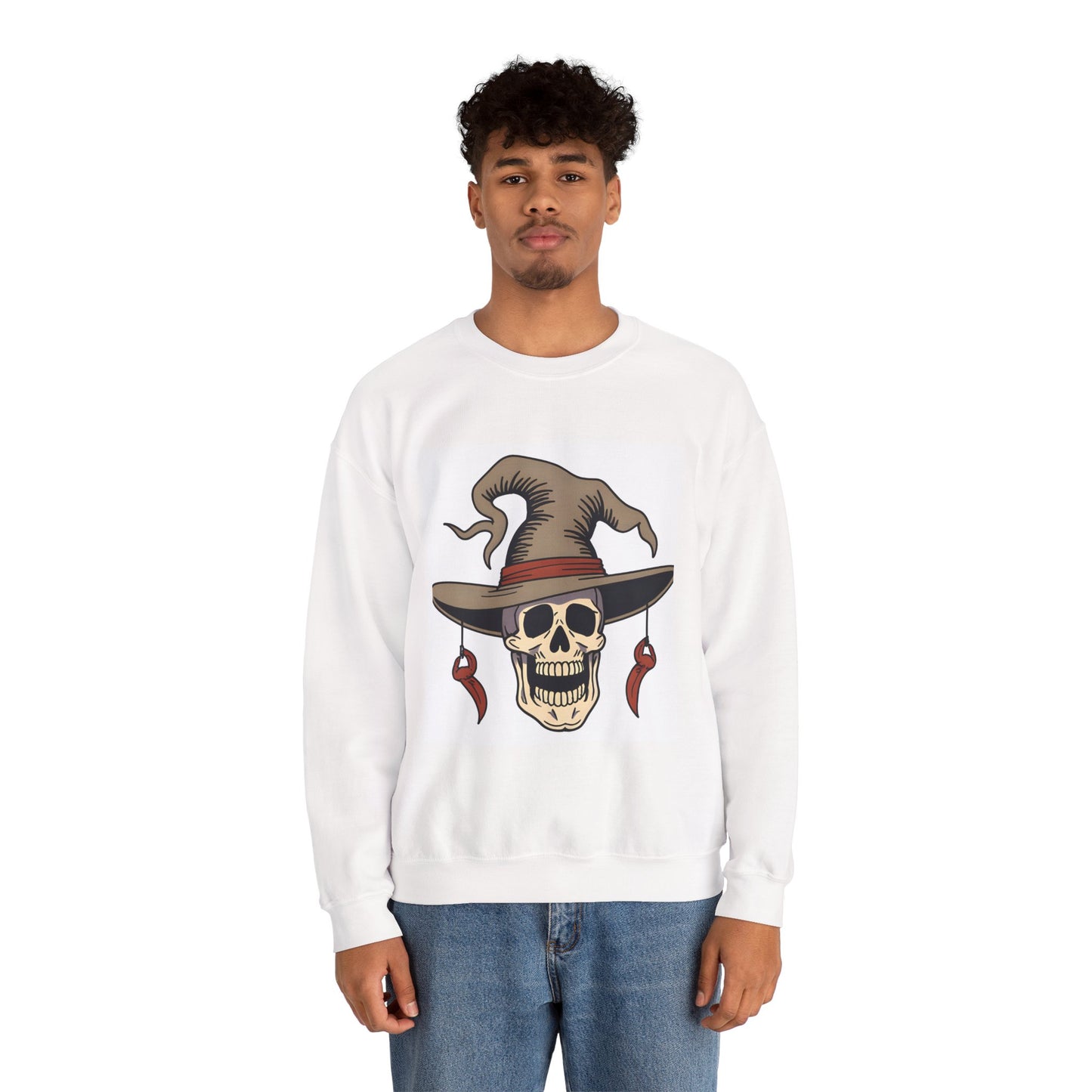 Halloween Skull Witch Hat Sweatshirt